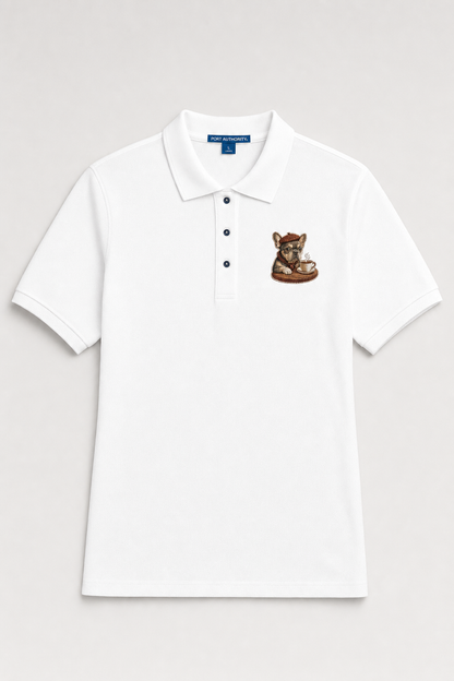 French Bulldog Cafe Beret - Embroidered Polo Shirt