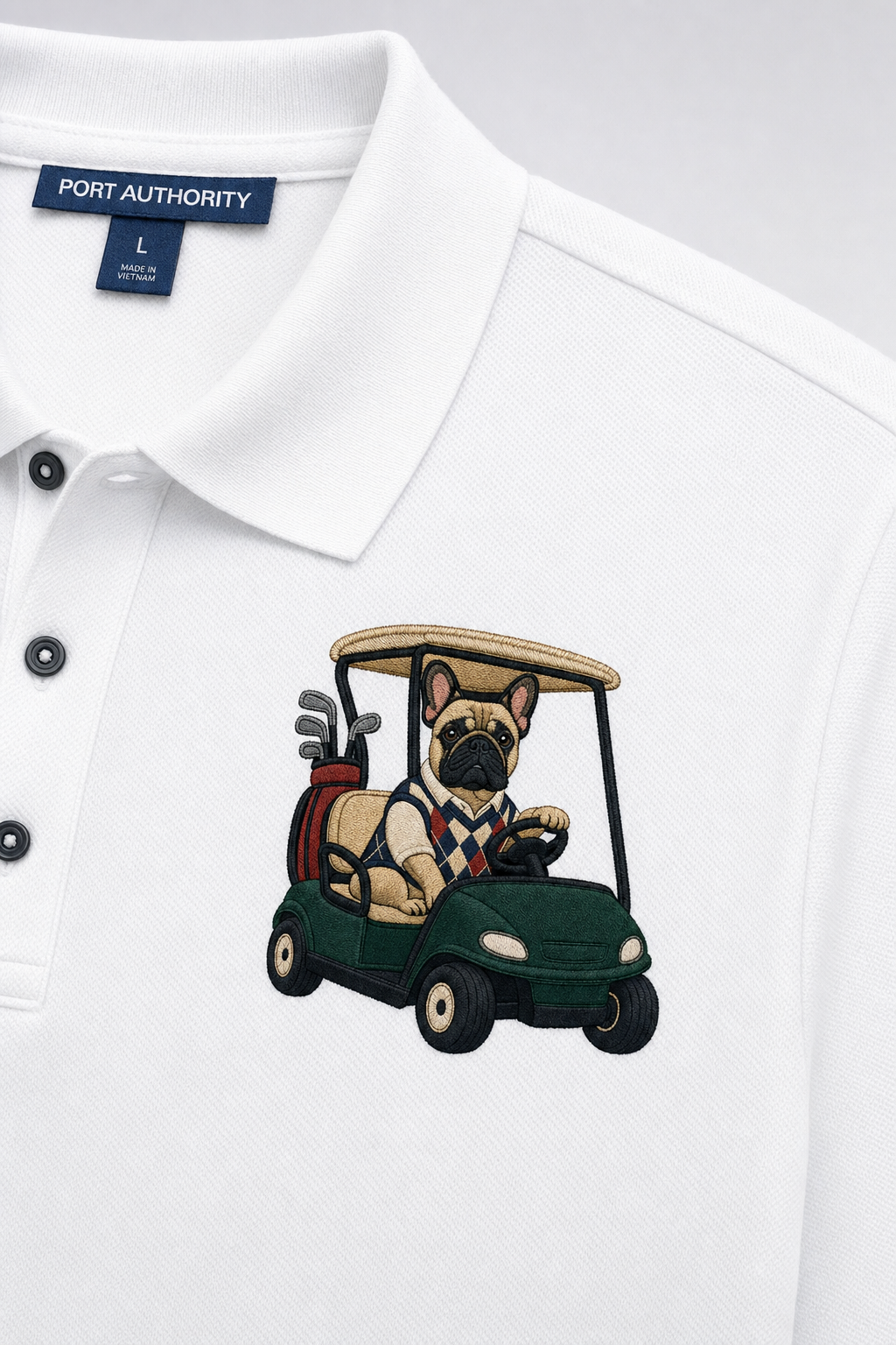 French Bulldog Golf Cart - Embroidered Polo Shirt