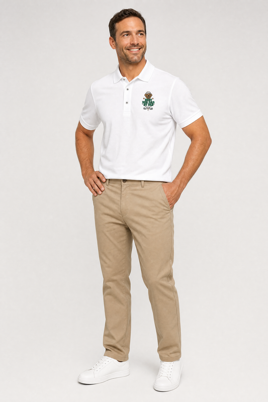 Golden Retriever Golf Polo, Embroidered Best Dog Dad By Par Shirt