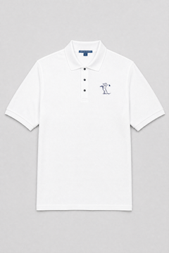 Unisex golf polo shirt with embroidered golfer dog, golf gift for dog lovers
