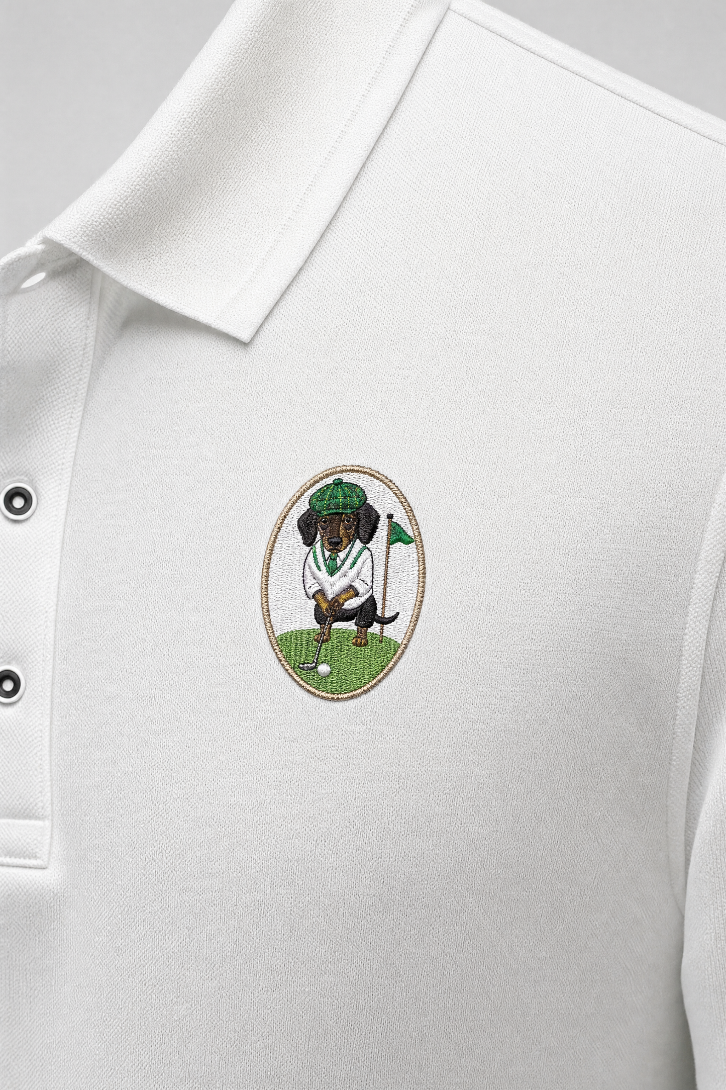 Dachshund Golf Polo Shirt, Embroidered Wiener Dog Crest