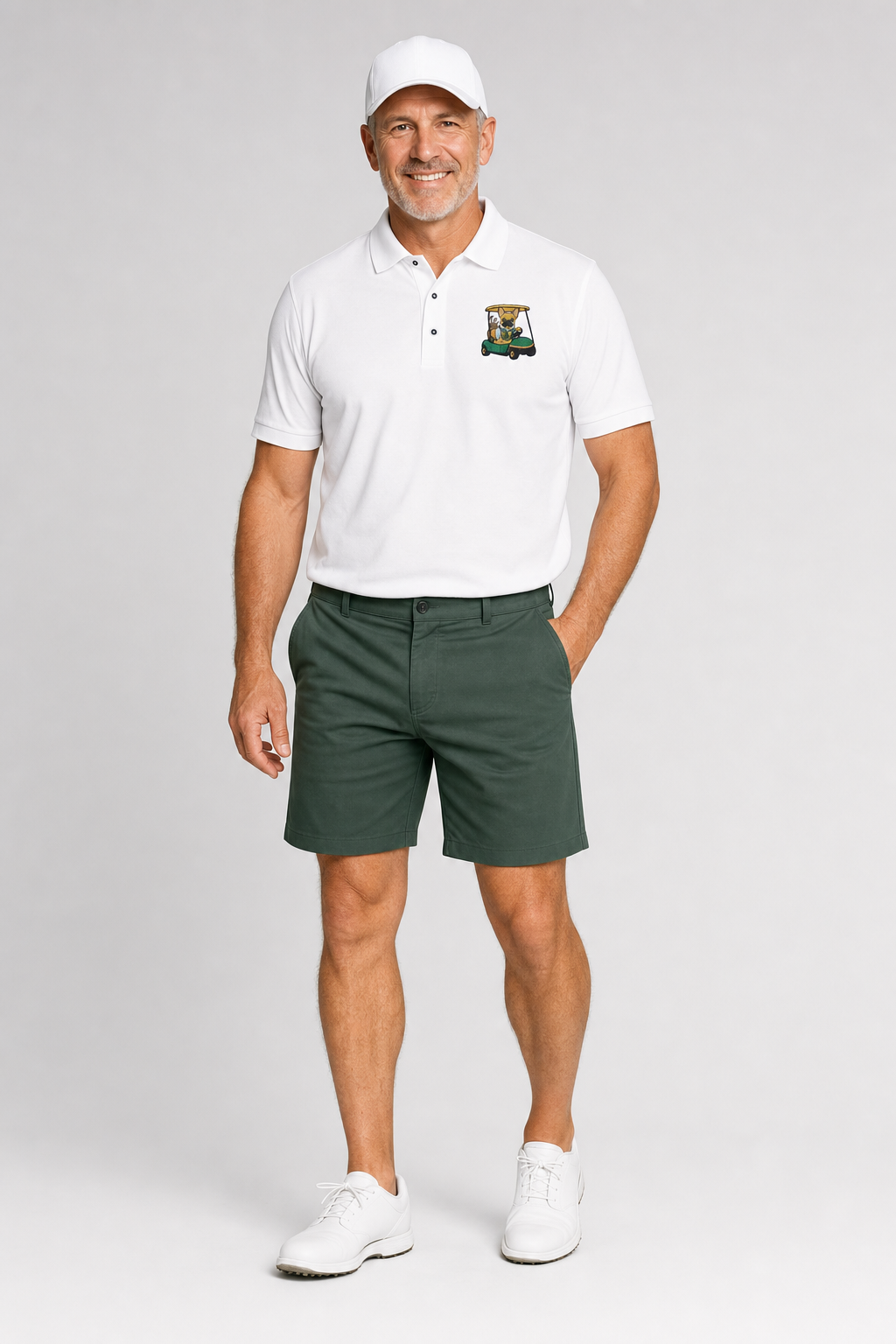 Frenchie Golf Cart Green - Embroidered Polo Shirt