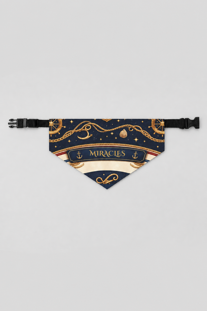 Custom name detail on nautical personalized dog bandana