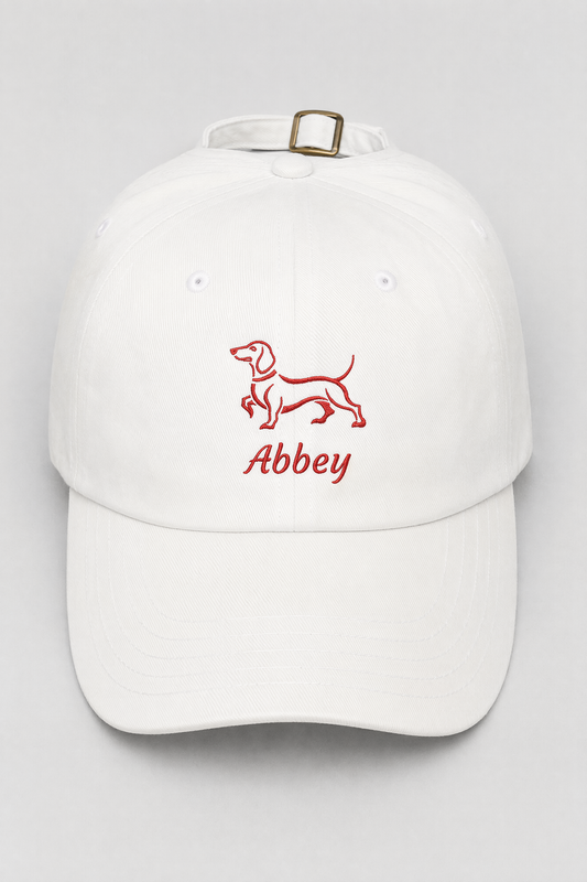 Embroidered Dachshund Dad Cap — Personalized "Abbey" Baseball Hat