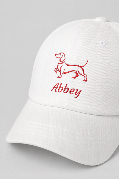Bestickte Dackel Dad Cap – personalisierte „Abbey“ Basecap