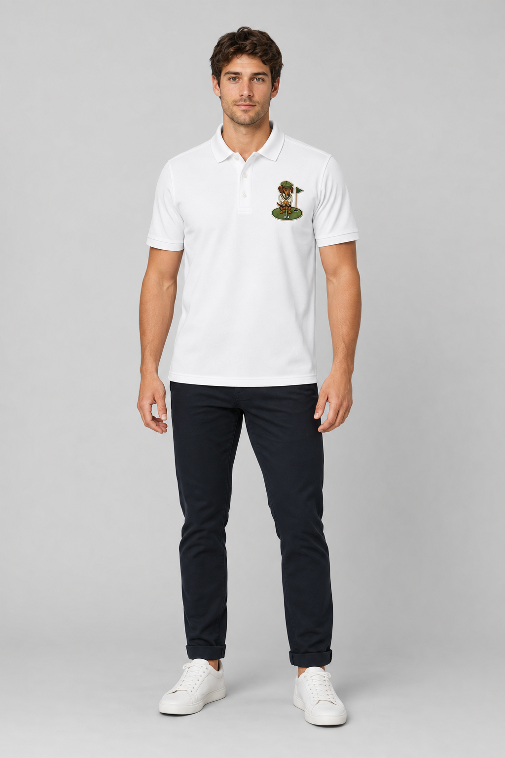 Dachshund Golfer Green - Embroidered Polo Shirt