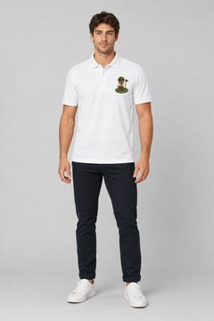 Dackel Golfer Grün – Besticktes Polo-Shirt