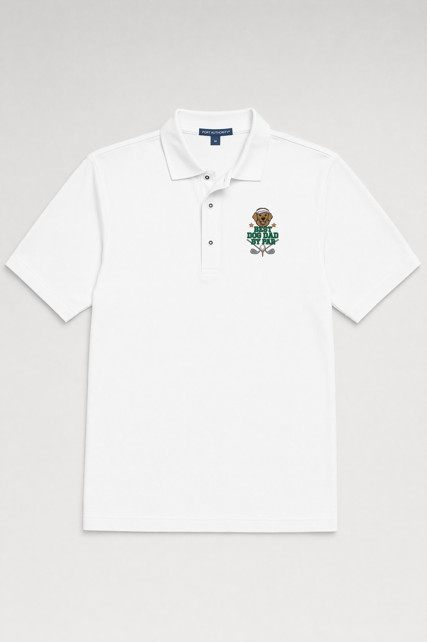 Golden Retriever Golf Polo, Embroidered Best Dog Dad By Par Shirt
