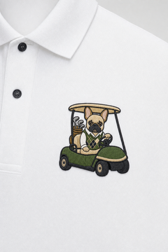 Frenchie Golf Cart Green - Embroidered Polo Shirt