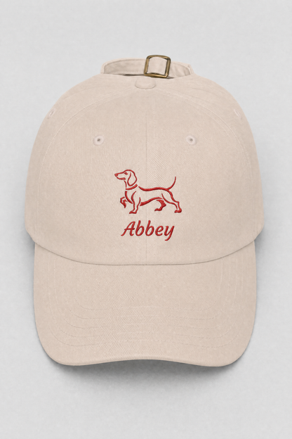 Bestickte Dackel Dad Cap – personalisierte „Abbey“ Basecap