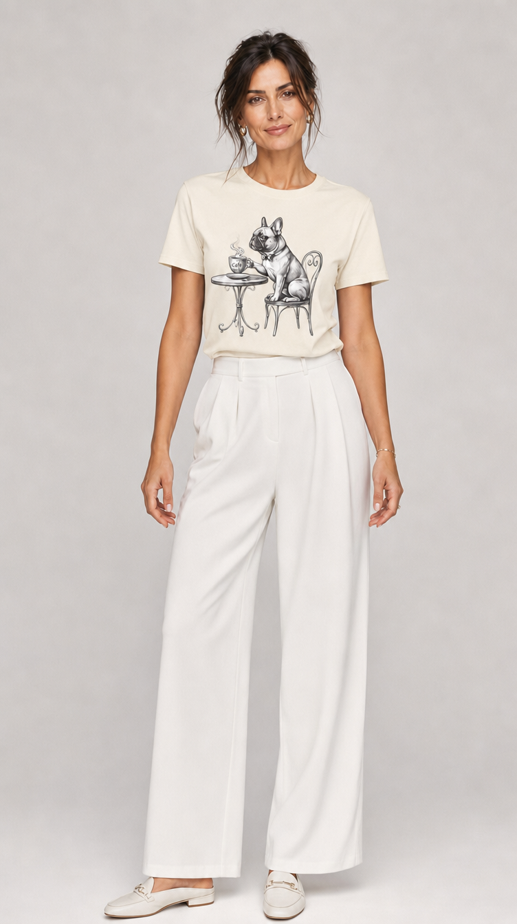 French Bulldog Cafe T-Shirt - Dog & Coffee Lover Tee
