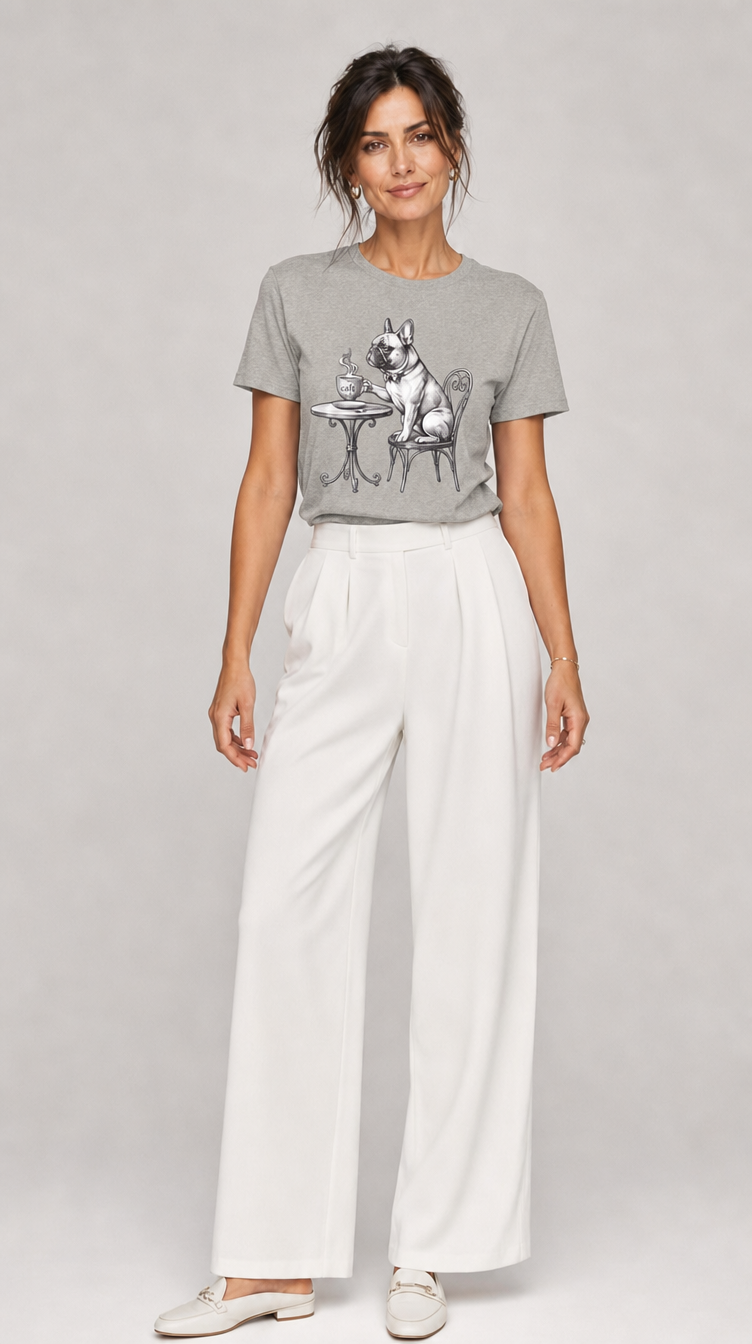 French Bulldog Cafe T-Shirt - Dog & Coffee Lover Tee