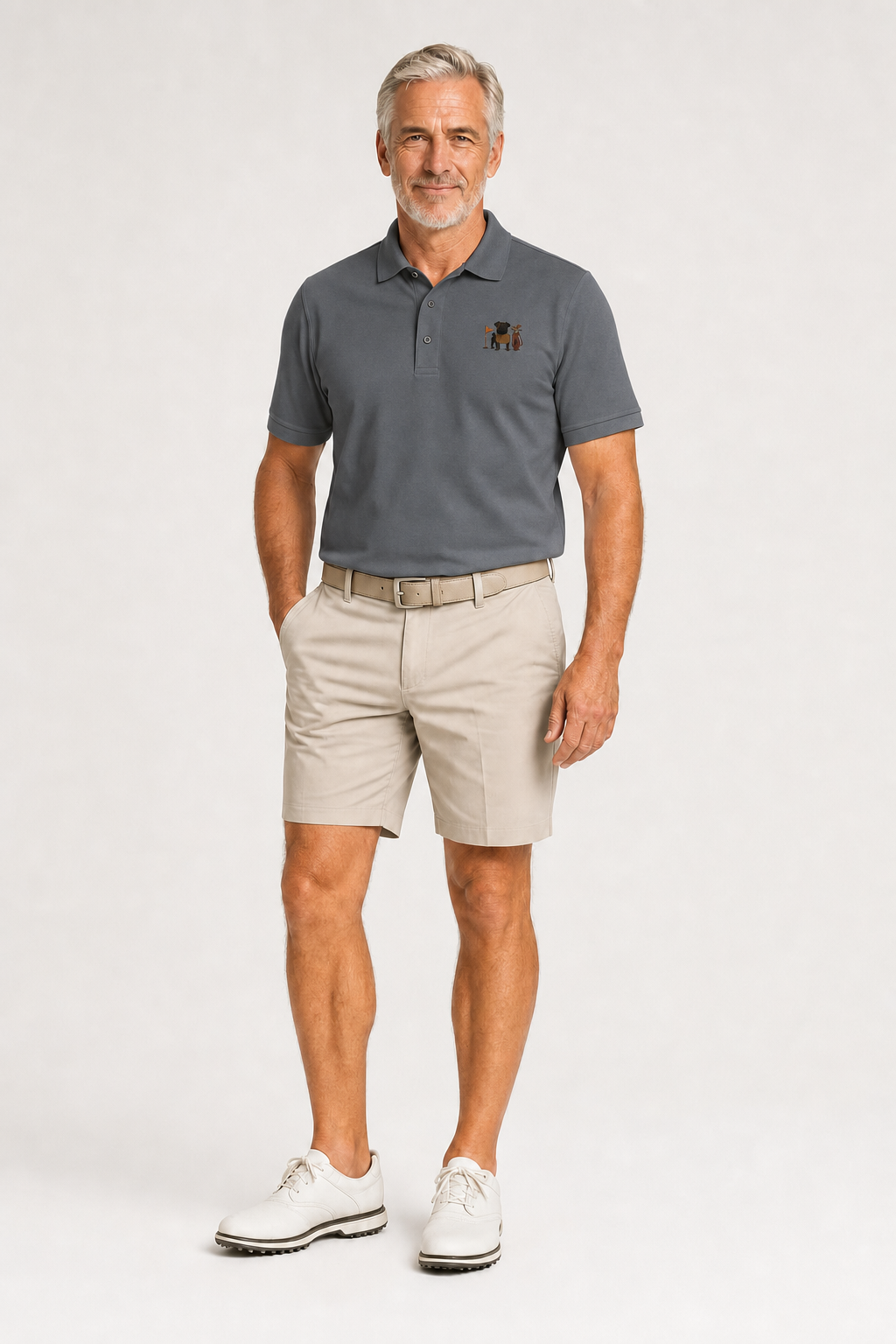 Black Pug Golfer - Embroidered Polo Shirt