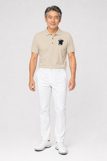 Schwarzer Labrador Golfball – Besticktes Polo-Shirt