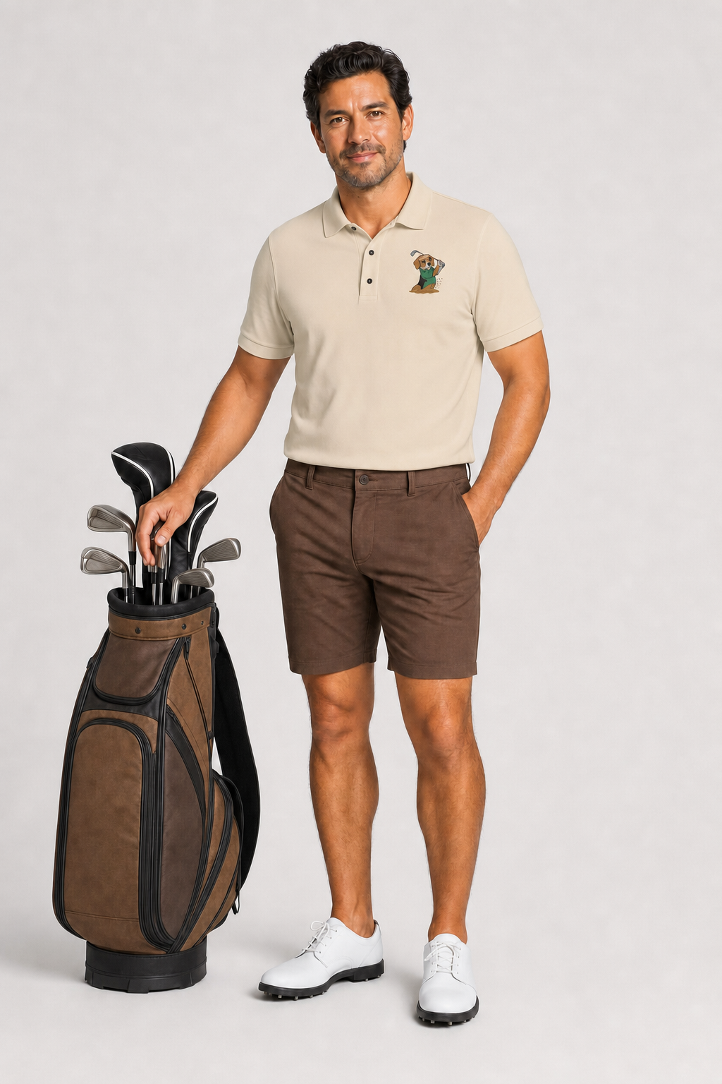 Beagle Golfschwung – Besticktes Polo-Shirt