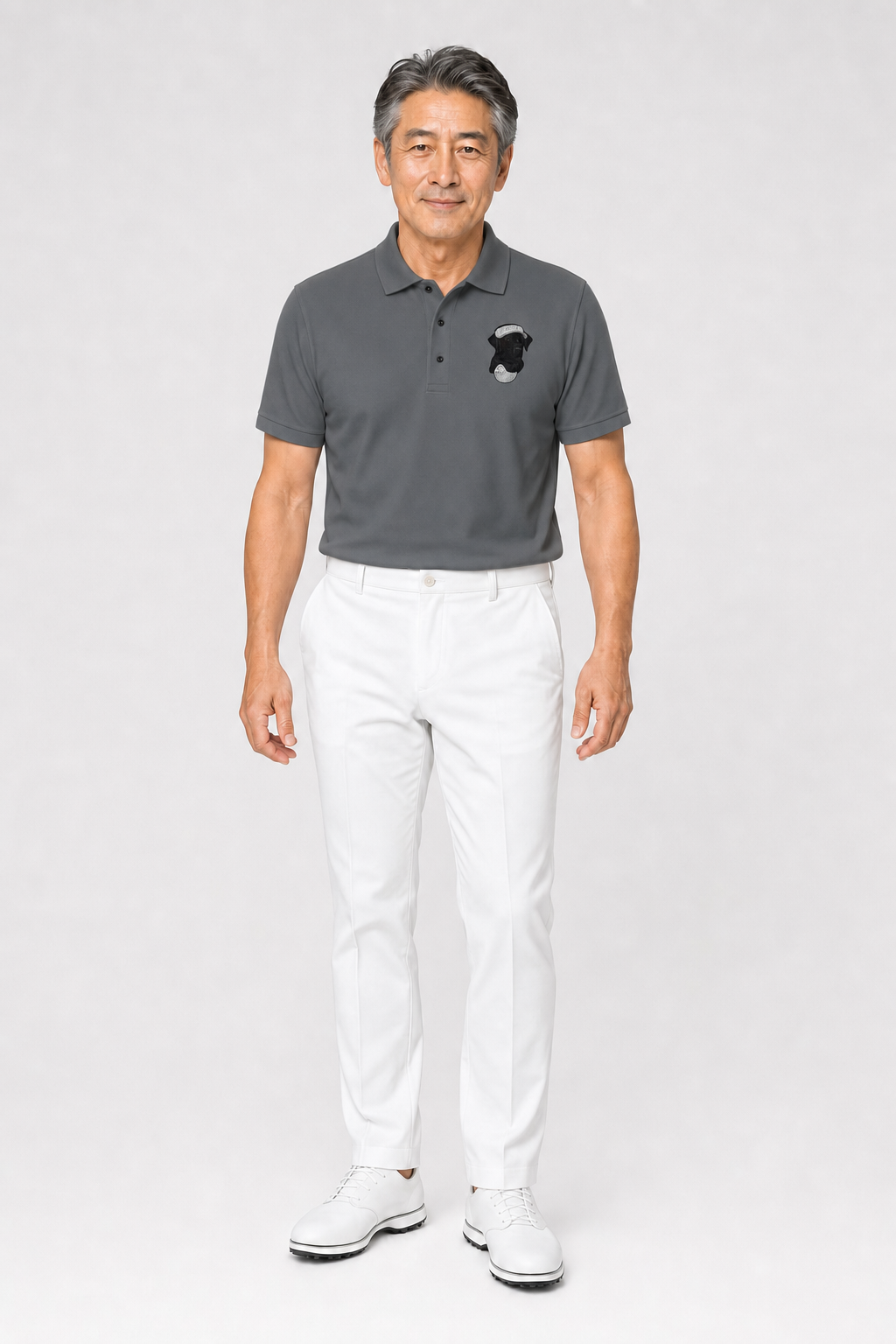 Schwarzer Labrador Golfball – Besticktes Polo-Shirt