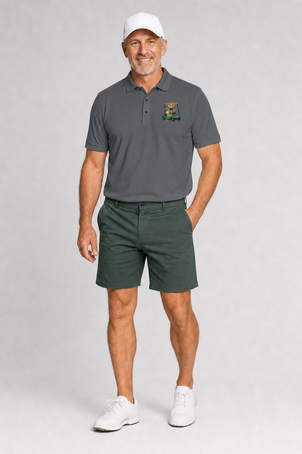 Frenchie Golf Cart Green - Embroidered Polo Shirt