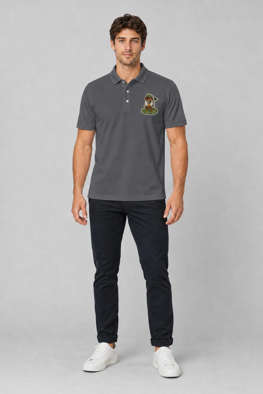 Dachshund Golfer Green - Embroidered Polo Shirt