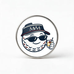 19th Hole Printed Golf Ball Marker in Navy Burgundy, front view, SitHappens