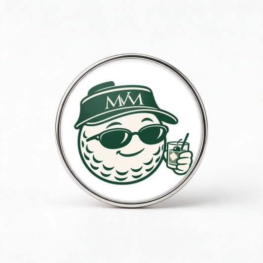 19th Hole Printed Golf Ball Marker in Forest Green Cream, front view, SitHappens