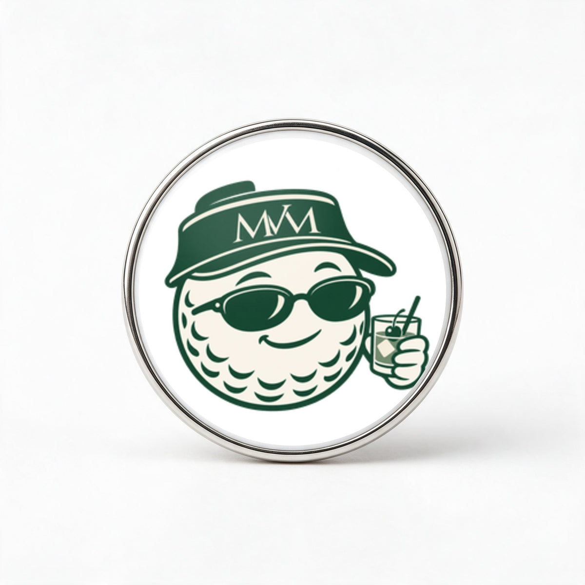 19th Hole Printed Golf Ball Marker in Forest Green Cream, front view, SitHappens