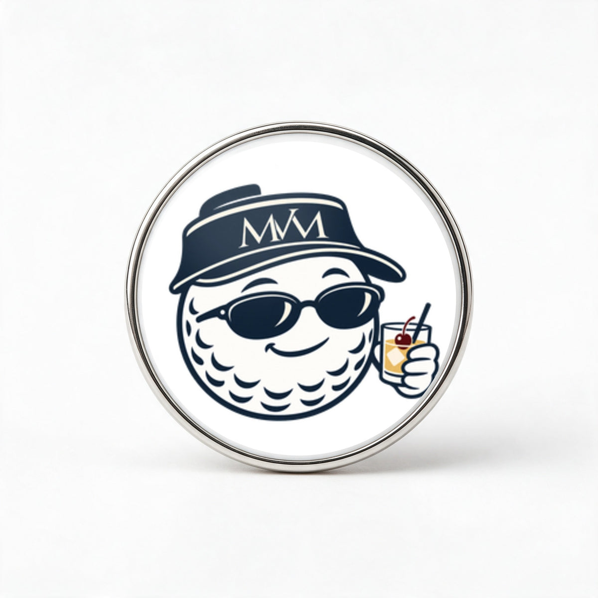 19th Hole Printed Golf Ball Marker in Navy Cream, front view, SitHappens