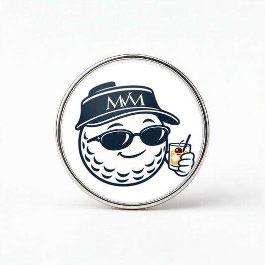 19th Hole Printed Golf Ball Marker in Navy Cream, front view, SitHappens