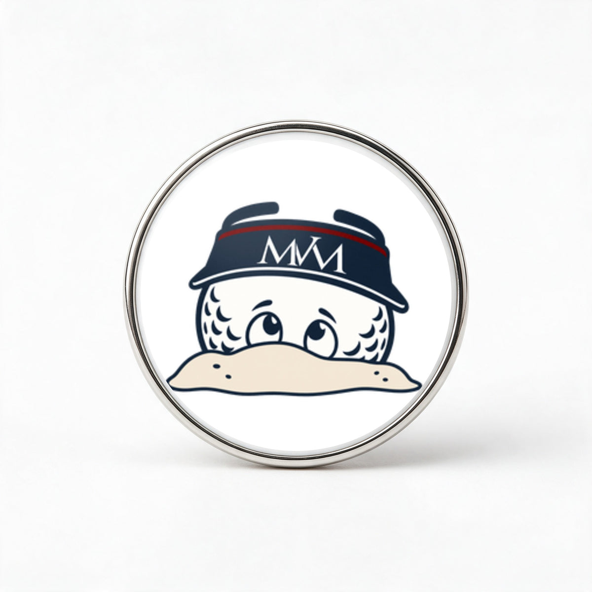 Bunker Buddy Printed Golf Ball Marker in Navy Burgundy, front view, SitHappens