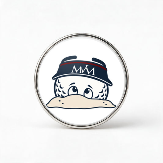 Bunker Buddy Printed Golf Ball Marker in Navy Burgundy, front view, SitHappens