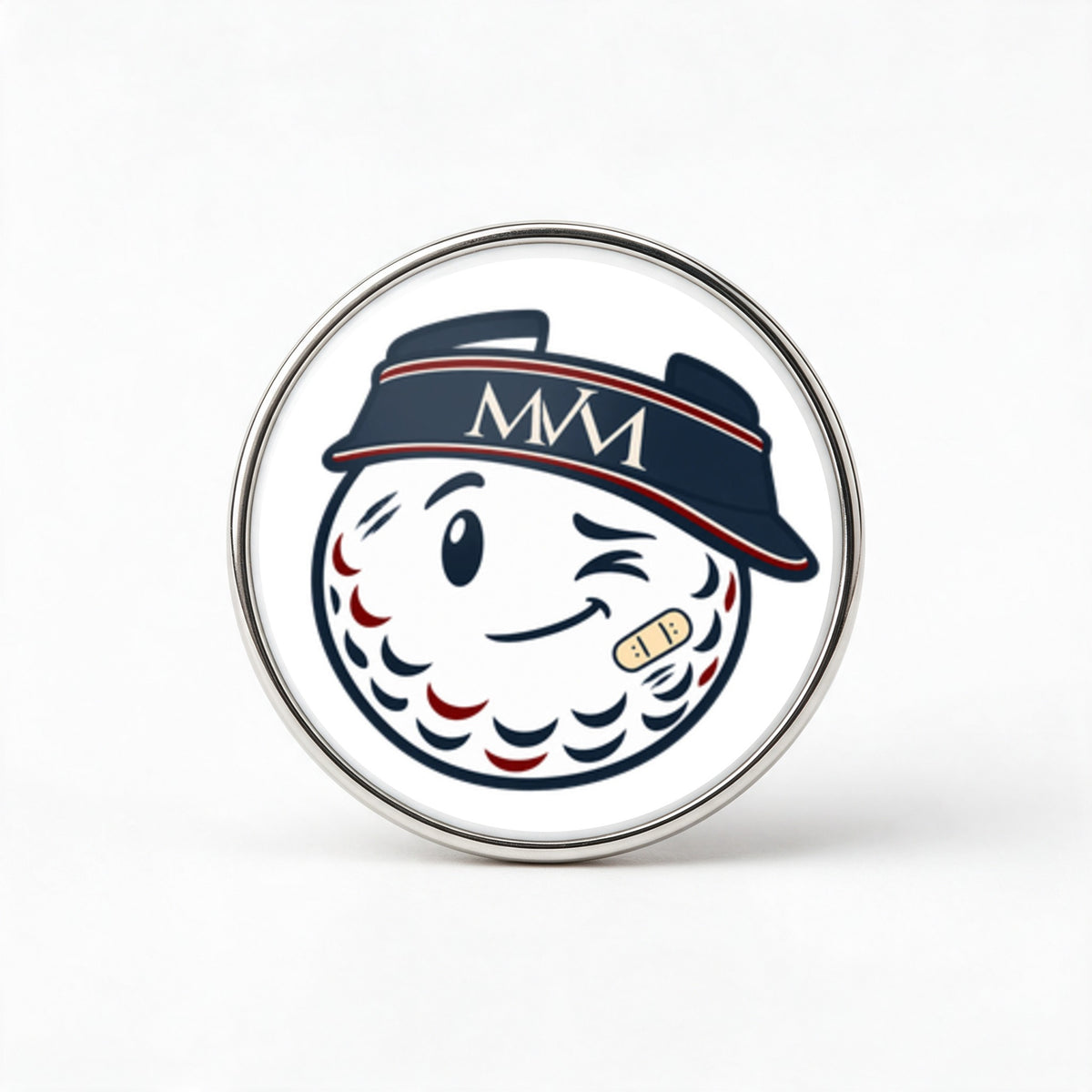 Mulligan Printed Golf Ball Marker in Navy Burgundy, front view, SitHappens