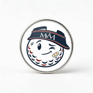Mulligan Printed Golf Ball Marker in Navy Burgundy, front view, SitHappens