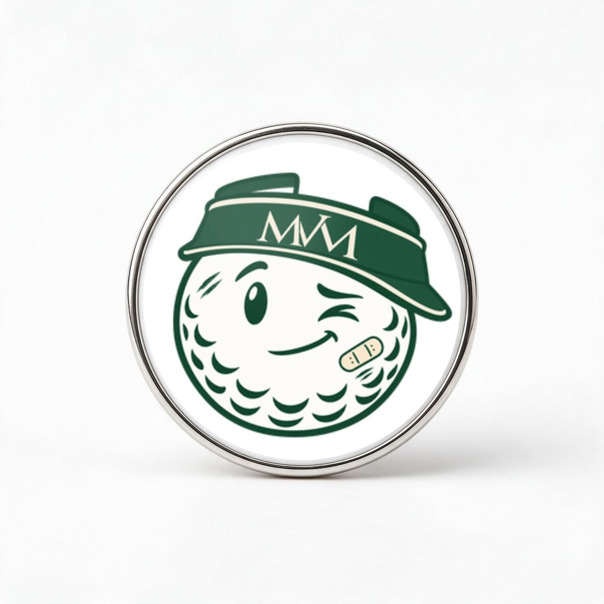 Mulligan Printed Golf Ball Marker in Forest Green Cream, front view, SitHappens
