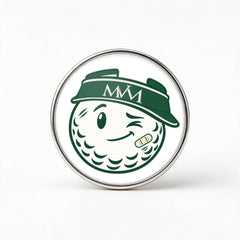 Mulligan Printed Golf Ball Marker in Forest Green Cream, front view, SitHappens