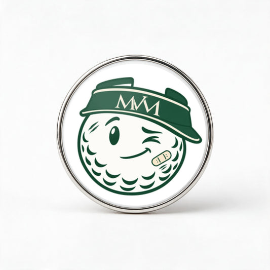 Mulligan Printed Golf Ball Marker in Forest Green Cream, front view, SitHappens