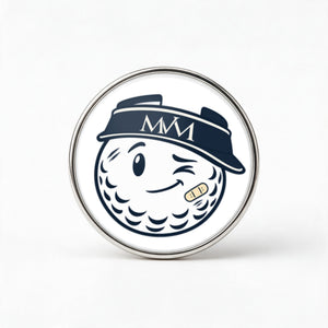 Mulligan Printed Golf Ball Marker in Navy Cream, front view, SitHappens