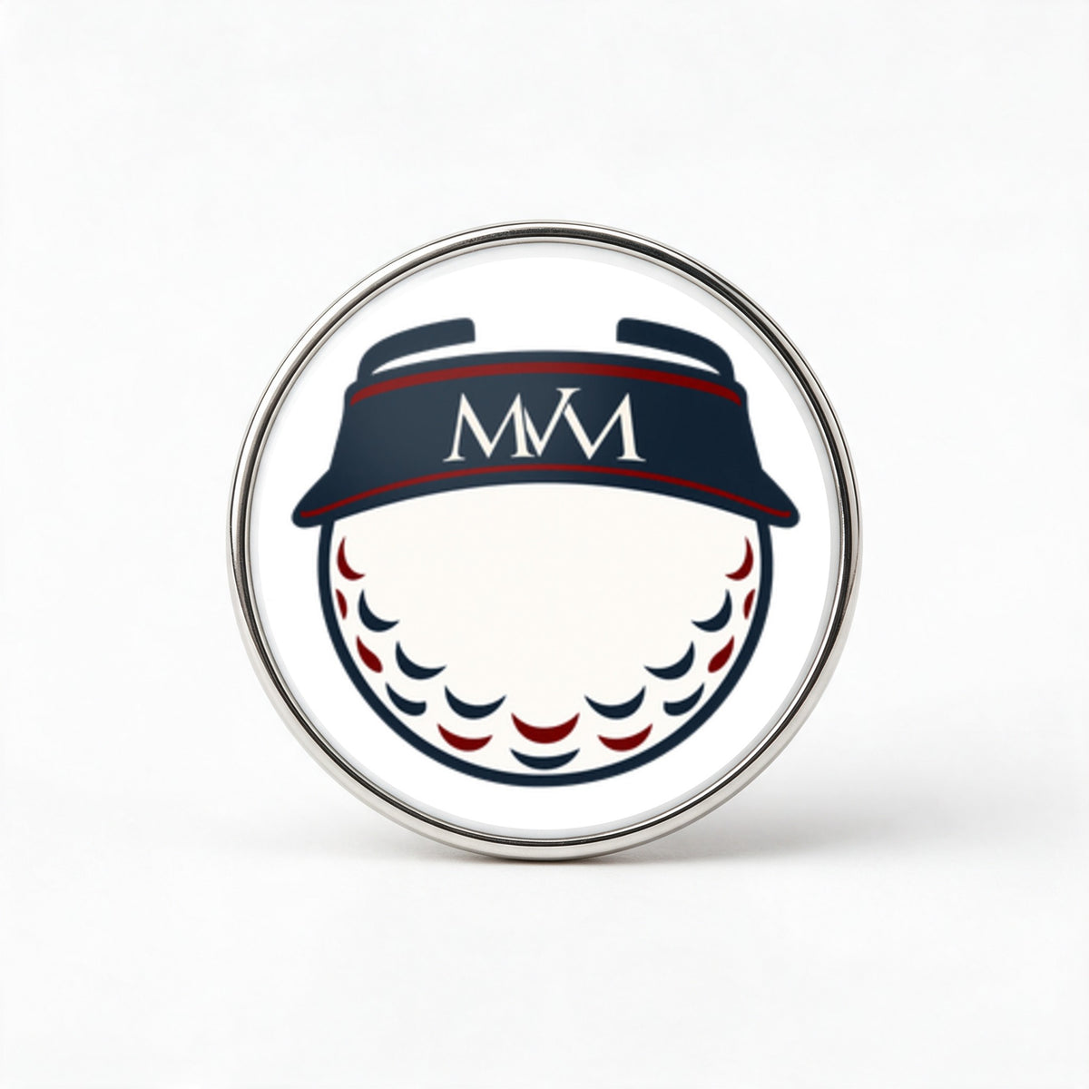 Visor Ball Printed Golf Ball Marker in Navy Burgundy, front view, SitHappens