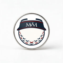 Visor Ball Printed Golf Ball Marker in Navy Burgundy, front view, SitHappens