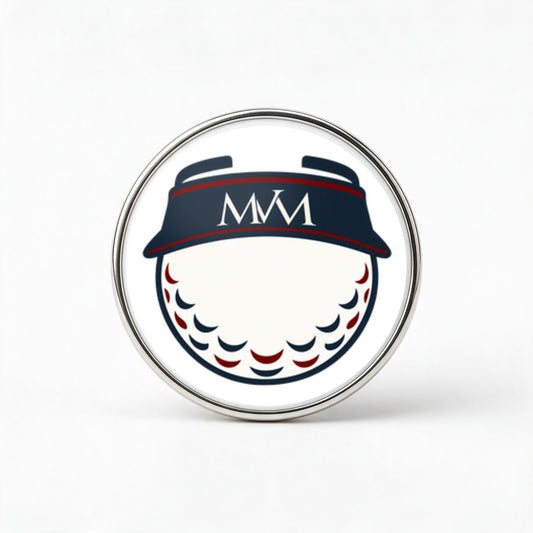 Visor Ball Printed Golf Ball Marker in Navy Burgundy, front view, SitHappens