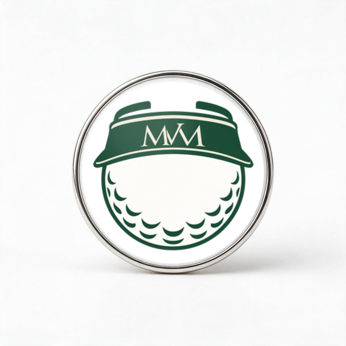 Visor Ball Printed Golf Ball Marker in Forest Green Cream, front view, SitHappens