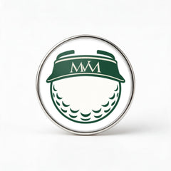 Visor Ball Printed Golf Ball Marker in Forest Green Cream, front view, SitHappens