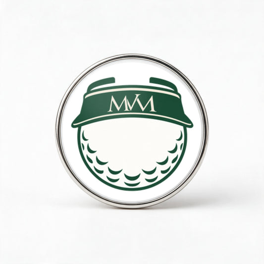 Visor Ball Printed Golf Ball Marker in Forest Green Cream, front view, SitHappens