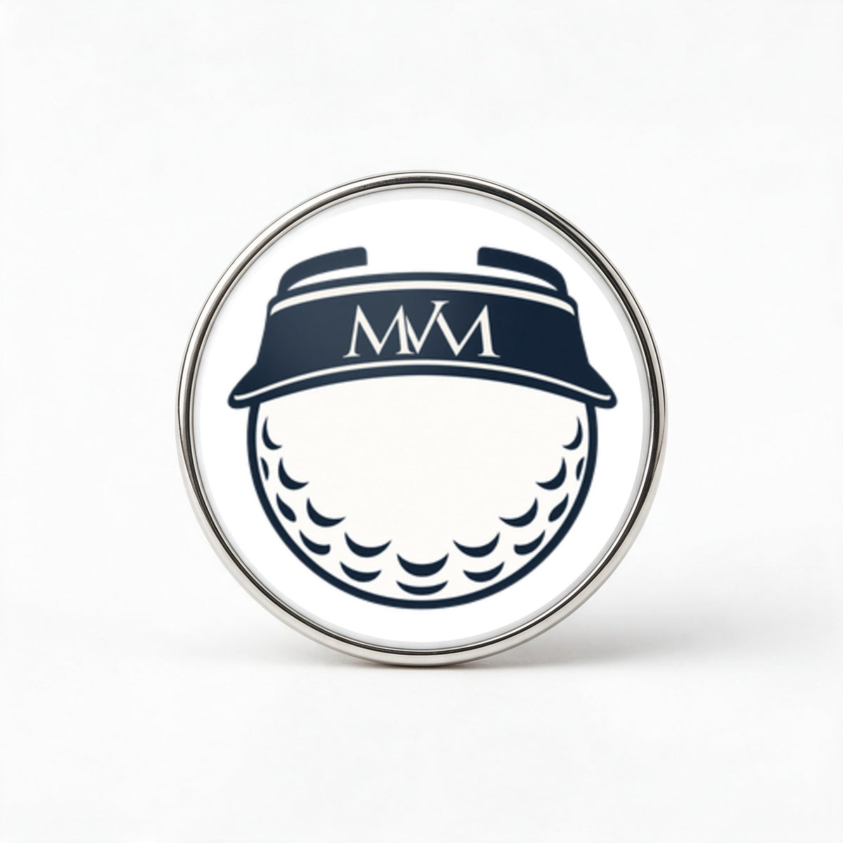 Visor Ball Printed Golf Ball Marker in Navy Cream, front view, SitHappens