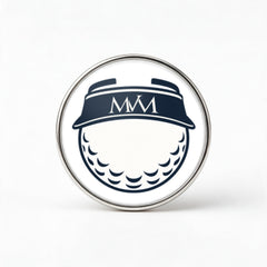 Visor Ball Printed Golf Ball Marker in Navy Cream, front view, SitHappens