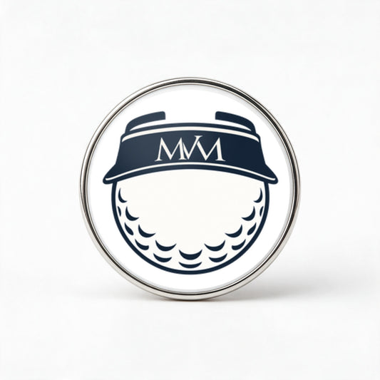 Visor Ball Printed Golf Ball Marker in Navy Cream, front view, SitHappens