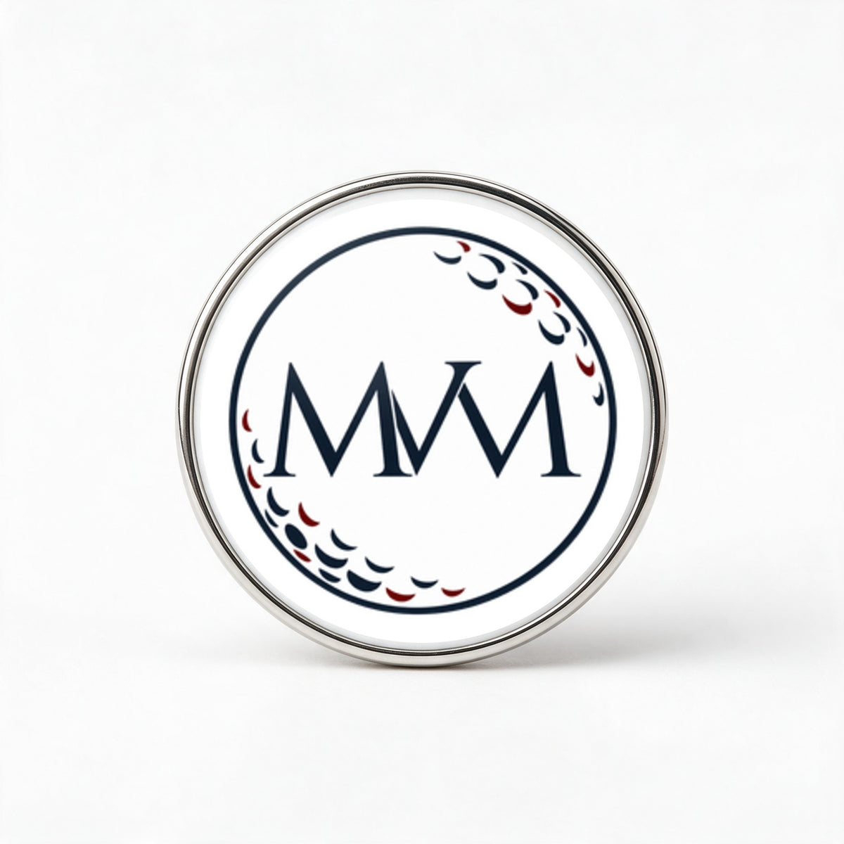 Pure Ball Printed Golf Ball Marker in Navy Burgundy, front view, SitHappens