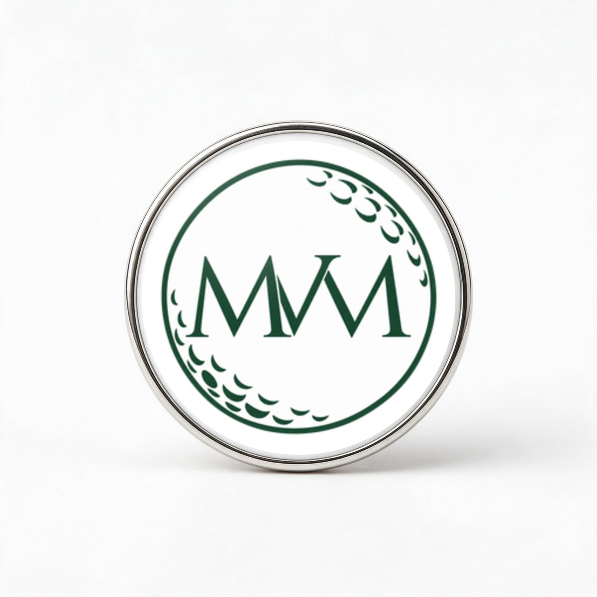 Pure Ball Printed Golf Ball Marker in Forest Green Cream, front view, SitHappens