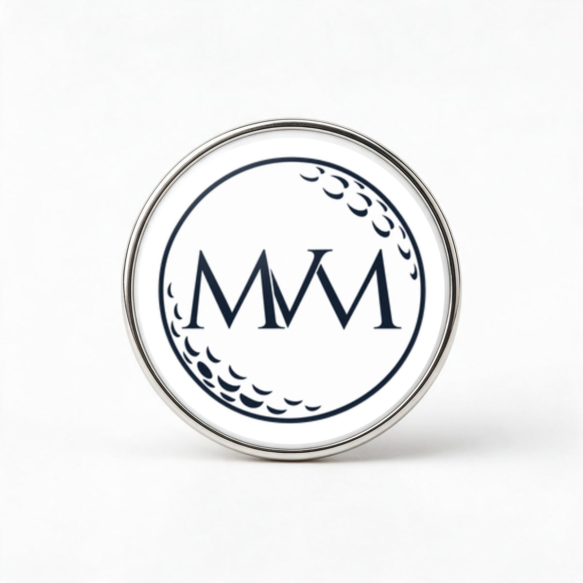 Pure Ball Printed Golf Ball Marker in Navy Cream, front view, SitHappens