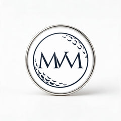 Pure Ball Printed Golf Ball Marker in Navy Cream, front view, SitHappens