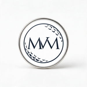 Pure Ball Printed Golf Ball Marker in Navy Cream, front view, SitHappens