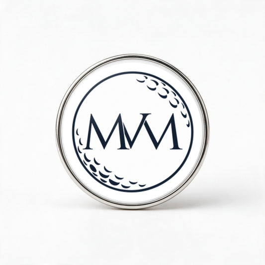 Pure Ball Printed Golf Ball Marker in Navy Cream, front view, SitHappens